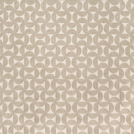 Spin Master Linen by Carole Designer Fabric Neutral Ground Base: 52% Polyester, 48% Cotton Embr: 60% Polyester, 25% Cotton, 15% Linen India 4 5/8" V, 4 1/2" H 54"" - Swanky Fabrics -