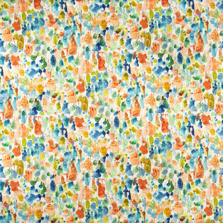Artist Palette Multi by Carole Designer Fabric Blue Crush 100% Cotton India 27" V, 13 1/2" H HD 55 3/8"" - Swanky Fabrics -