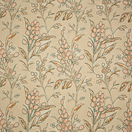 Janice Peach by Carole Fabric Sunset Serenade 55% Linen, 45% Viscose UK  25 1/8" V, 27 1/4" H 55""  - Fabric Carolina -
