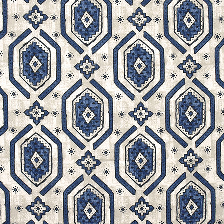 Stronghold Navy by Carole Fabric Artisan 100% Cotton PAKISTAN  12 1/2" V, 13 1/2" H HD 56.5"  - Fabric Carolina -