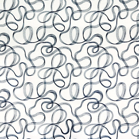 Ribbon Dance Indigo by Carole Fabric Shape Shifter Base: 60% Poly, 30% Cotton, 10% Linen Embr: 100% Viscose India  15 3/4" V, 13" H 52"  - Fabric Carolina -