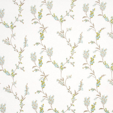 Think Of Me Spring by Carole Designer Fabric Blue Forest 50% Polyester, 50% Cotton India N/A 15 3/8" V, 16 3/8" H 50.75" - Swanky Fabrics -