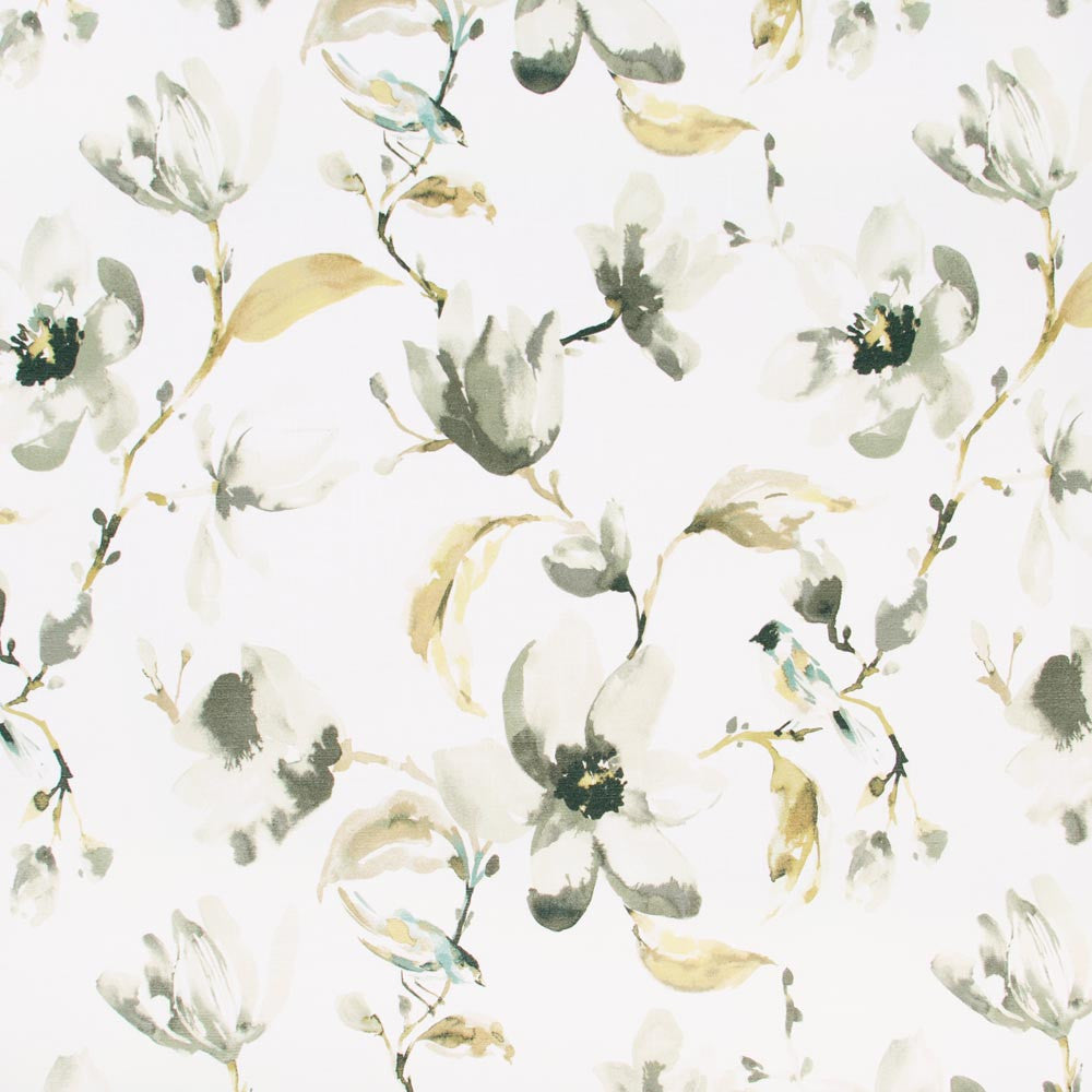 Perching Bird Alabaster by Carole Fabric Onyx & Ivory 100% Cotton Spain Passes 30,000 Double Rubs Wyzenbeek Horizontal: 27 and Vertical: 27 54 - Fabric Carolina -