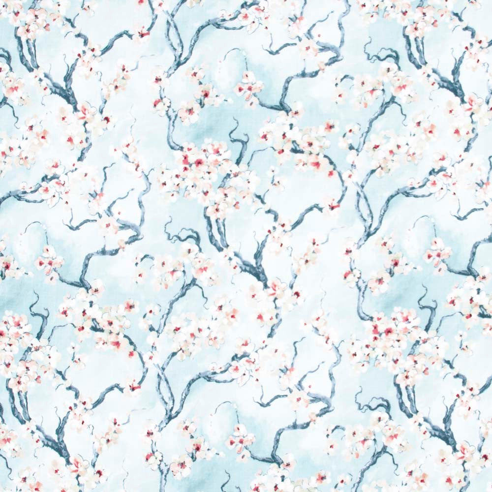 Cherry Blossom Spa by Carole Fabric Pink Jade 100% Polyester India 50,000 Wyzenbeek Double Rubs Horizontal: 27.375 and Vertical: 25.25 56 - Fabric Carolina -