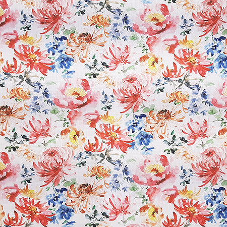 Flower Party Geranium by Carole Fabric Dawn & Dusk 100% Cotton India 10,000 WYZENBEEK DOUBLE RUBS 27" V, 13 1/2" H HD 54"  - Fabric Carolina -