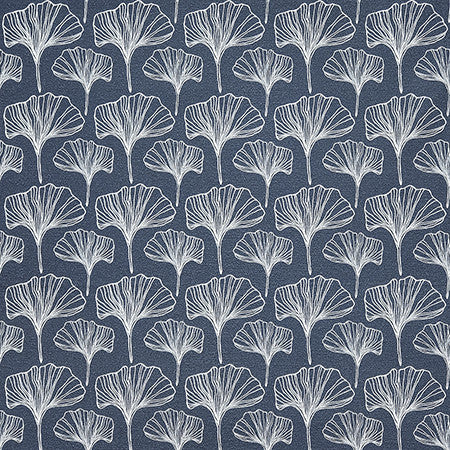Ginkgo Sketches Indigo by Carole Fabric Dawn & Dusk 100% Cotton Spain 50,000 WYZENBEEK DOUBLE RUBS 4 1/2" V, 4 1/2" H 54"  - Fabric Carolina -