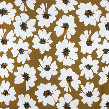 Daisy Field Burnished Bronze by Carole Fabric Earthbound 100% Linen 15,000 Wyzenbeek Double Rubs 17" V, 27 1/2" H 58" - Fabric Carolina -