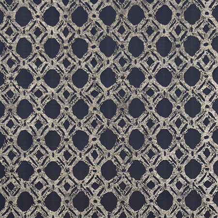Never Lost Navy by Carole Fabric Blue Steel 100% Polyester China 60,000 Wyzenbeek Double Rubs 11 3/4" V, 14 5/8" H 56"  - Fabric Carolina -