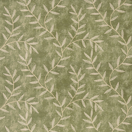 Made To Endure Fern by Carole Fabric Serene Green Base: 100% Polyester Embr: 100% Polyester N/A 15 3/8" V, 17" H 50" - Fabric Carolina -