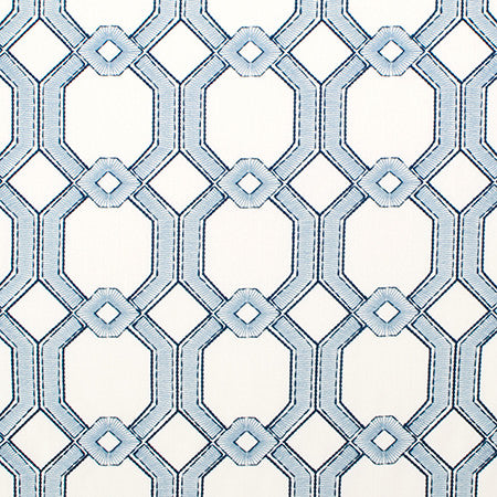 Graceful Gate Delft by Carole Fabric French Navy,Bluebell 100% Polyester India  6 1/2" V, 6 3/4" H 53.5"  - Fabric Carolina -