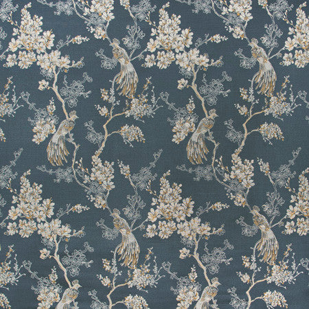 Bird In Waiting Cadet by Carole Designer Fabric Blue Forest 63% Polyester, 37% Viscose India N/A 20 5/8" V, 13 1/2" H 51" - Swanky Fabrics -