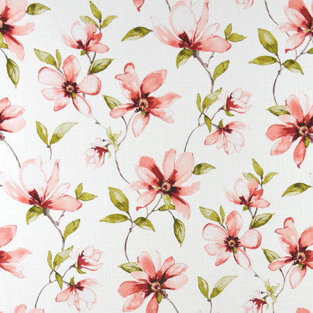 Nights In Georgia Coral by Carole Fabric Muse 100% Cotton Spain 30,000 Wyzenbeek Double Rubs </p><p>Repeat: 27" V, 13 1/2" H HD 54" - Fabric Carolina -