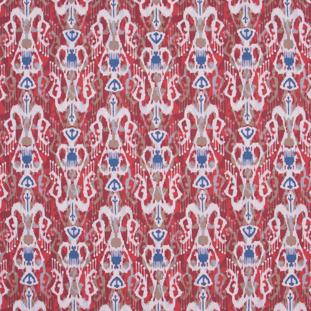 Hunts Point Red Cobalt by Carole Fabric Jungle Safari 90% Cotton, 10% Linen Pakistan Passes 15,000 Double Rubs Wyzenbeek Horizontal: 9.75 and Vertical: 10 56 - Fabric Carolina -