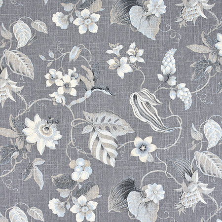 Believe In You Graphite by Carole Designer Fabric Bluebell 55% Linen, 45% Rayon-SSR Printed & Finished In Usa 24,000 Wyzenbeek Double Rubs 27" V, 27" H HD 54" - Swanky Fabrics -