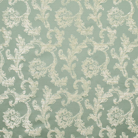 Moment Or Two Celadon by Carole Fabric Wellington 100% Polyester CHINA 15,000 Wyzenbeek Double Rubs 17 1/2" V, 9 1/2" H 55"  - Fabric Carolina -