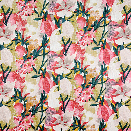Juanita Watermelon by Carole Fabric First Impressions 55% Linen, 45% Viscose-Washed UK  17 1/2" V, 18" H HD 55"  - Fabric Carolina -