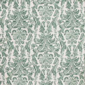 Heir Apparent Eucalyptus by Carole Fabric Seamist 85% Cotton, 15% Linen Printed In USA Passes 24,000 Double Rubs Wyzenbeek Horizontal: 13 1/2" D and Vertical: 25 1/4" 54" - Fabric Carolina -