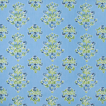 Wrist Corsage Cornflower by Carole Fabric Blue Forest 85% Cotton, 15% Linen Printed In USA Passes 24,000 Double Rubs Wyzenbeek Horizontal: 13 1/2" and Vertical: 12 5/8" V 54" - Fabric Carolina -