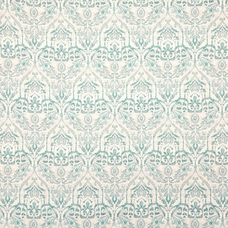 In The Mirror Aqua by Carole Fabric Misty Glen 36% Polyester, 26% Cotton, 22% Viscose, 16% Linen China  18" V, 4 1/2" H HD 56 1/4""  - Fabric Carolina -