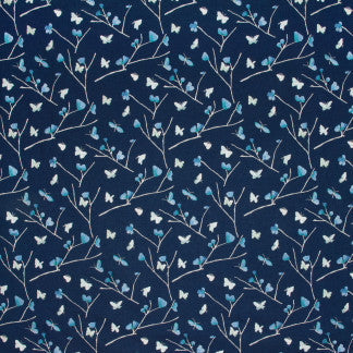 Eden Hunt Navy by Carole Designer Fabric Emerald Ocean 100% Polyester India N/A Horizontal: 16 7/8" and Vertical: 15 3/4" 51" - Swanky Fabrics -