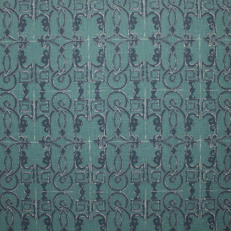 Road Block Prussian Blue by Carole Fabric Imperial Garden 100% Cotton Printed In USA Passes 20,000 Double Rubs Wyzenbeek Horizontal: 13 1/2" and Vertical: 12 5/8" 58" - Fabric Carolina -