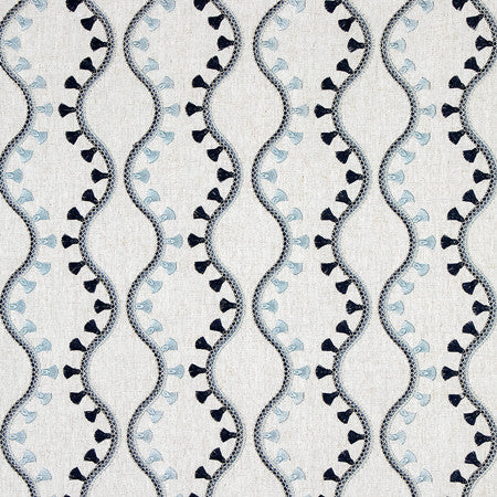 Office Party Sapphire by Carole Fabric Making Waves 50% Polyester, 40% Cotton, 10% Linen N/A 5 1/2" V, 5 1/2" H 52" - Fabric Carolina -