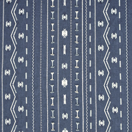Put A Bow On It Indigo by Carole Fabric Bluebell 52% Cotton, 48% Polyester India 9,000 Wyzenbeek Double Rubs 9 1/4" V, 17 3/8" H 52.25"  - Fabric Carolina -