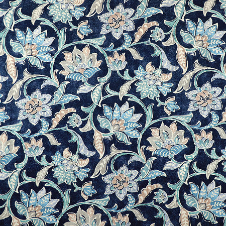 For Your Eyes Navy by Carole Fabric Blue Crush 75% Cotton, 25% Linen-Soil Repellent Pakistan  25" V, 13" H HD 54""  - Fabric Carolina -