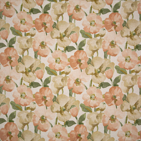 Finch Way Peach by Carole Fabric Sunset Serenade 55% Linen, 45% Viscose UK  25 1/8" V, 13 1/2" H HD 54""  - Fabric Carolina -