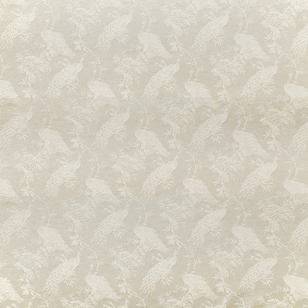 Roaming Peacock Vanilla by Carole Fabric Manchester Base: 44% Polyester, 34% Rayon, 22% Cotton Embr: 100% Polyester India  13 1/2" V, 7" H HD 55 1/4""  - Fabric Carolina -