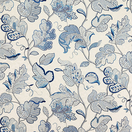 Briarway Blue Sand by Carole Fabric Dewdrop 100% Cotton Spain  27" V, 27" H HD 54"  - Fabric Carolina -