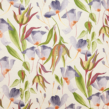 Tropical Garden Lavender by Carole Designer Fabric Dawn & Dusk 51% Linen, 49% Cotton-Washed Uk 25"V, 18" H HD 52" - Swanky Fabrics -