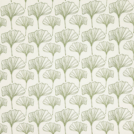 Ginkgo Sketches Moss by Carole Fabric Evergreen 100% Cotton Spain  4 1/2" V, 4 1/2" H 54"  - Fabric Carolina -
