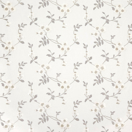 Hearts And Flowers Ivory by Carole Designer Fabric Neutral Ground Base:68% Polyester, 21% Linen, 11% Cotton Embr: 100% Viscose India 9 1/4" V, 13" H 53"" - Swanky Fabrics -