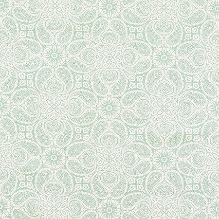 Paisley Connections Spa by Carole Fabric Jade 100% Cotton-Soil Repellent Pakistan 50,000 Wyzenbeek Double Rubs 12 1/2" V, 13 1/2" H HD 56.5"  - Fabric Carolina -