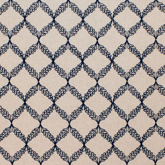 Drifter Navy by Carole Fabric Indigo Afterglow 85% POLYESTER, 15% LINEN CHINA N/A 4 1/2" V, 6 1/2" H 51"  - Fabric Carolina -