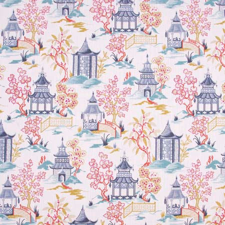 Toji Garden Summer by Carole Fabric Pink Jade 100% Cotton- SR China 27,000 Wyzenbeek Double Rubs </p><p>Repeat: 27" V, 27 3/8" H HD 58" - Fabric Carolina -