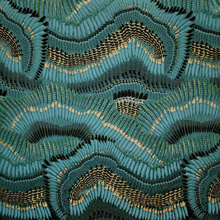 Wingspan Peacock by Carole Designer Fabric Fearless 57% Polyester, 27% Rayon, 16% Viscose China 56 3/4" V, 29"H 57" - Swanky Fabrics -