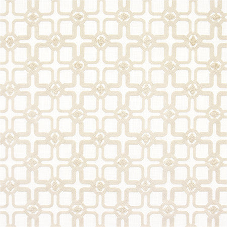 Close Quarters Cream by Carole Fabric Moonstone 73% Cotton, 27% Polyester India  4 3/4" V,  4 1/2" H 53.25"  - Fabric Carolina -