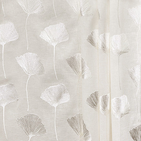 Ginkgo Leaf Cream by Carole Designer Fabric Perfect Balance Base: 85% Polyester, 15% Cotton Embr:100% Viscose India 9 1/2" V, 7 3/4" H 54" - Swanky Fabrics -
