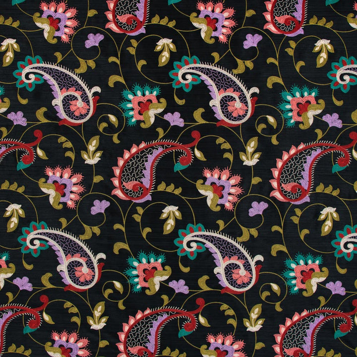 Garden Blooms Multi by Carole Designer Fabric Onyx & Ivory 100% Polyester India N/A Horizontal: 17 and Vertical: 18 51 - Swanky Fabrics -