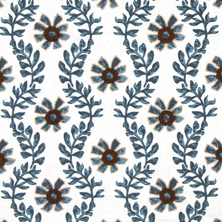 Kylie Navy by Carole Fabric Making Waves Base: 100% Cotton Embr: 50% Acrylic, 50% Viscose N/A 7 1/2" V, 10 1/2" H 54" - Fabric Carolina -