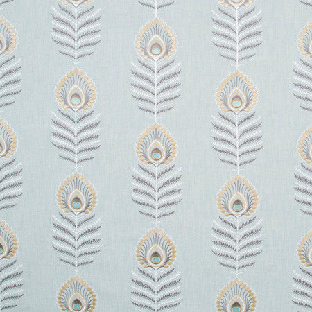 Peacock Feather Mist by Carole Fabric Spearmint 60% Polyester, 30% Viscose, 10% Cotton China N/A 11 3/4" V, 10 1/2" H 52"  - Fabric Carolina -
