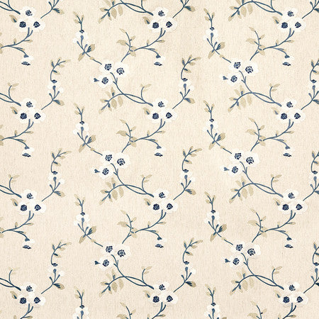 Hearts And Flowers Lakeside by Carole Fabric Blue Crush Base:68% Polyester, 21% Linen, 11% Cotton Embr: 100% Viscose India  9 1/4" V, 13" H 53""  - Fabric Carolina -