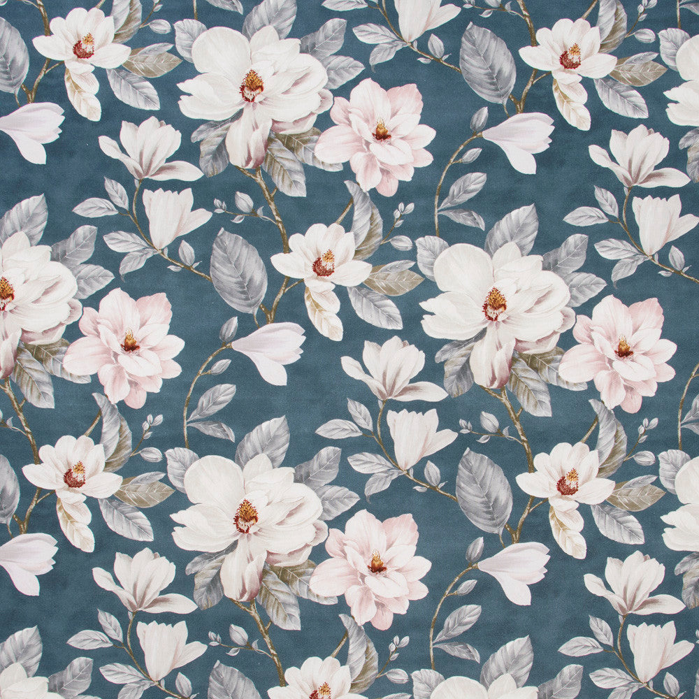 Magnolia Garden Powder Blue by Carole Fabric Blue Forest 100% Cotton Spain Passes 15,000 Double Rubs Wyzenbeek Horizontal: 27 and Vertical: 25 54 - Fabric Carolina -