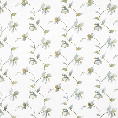All My Heart Celadon by Carole Fabric Misty Glen Base: 52% Polyester, 48% Cotton Embr:100% Viscose India  9 1/4" V, 9 1/4" H HD 53""  - Fabric Carolina -