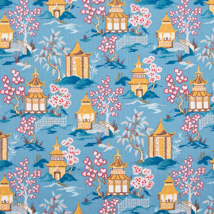 Toji Garden Azure by Carole Fabric Red Sea 100% Cotton -SR China 27,000 Wyzenbeek Double Rubs Horizontal: 27.375 and Vertical: 27 58 - Fabric Carolina -