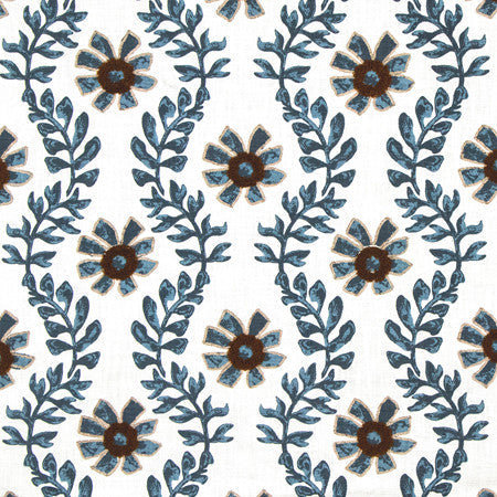 Kylie Navy by Carole Designer Fabric Making Waves Base: 100% Cotton Embr: 50% Acrylic, 50% Viscose N/A 7 1/2" V, 10 1/2" H 54" - Swanky Fabrics -