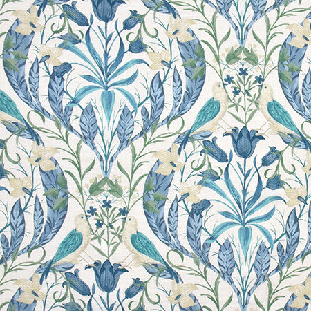 Two Birds Robins Egg by Carole Fabric Wellington 55% Linen, 45% Viscose KOREA 12,000 Wyzenbeek Double Rubs 26 1/4" V, 27 1/4" H HD 55.25"  - Fabric Carolina -