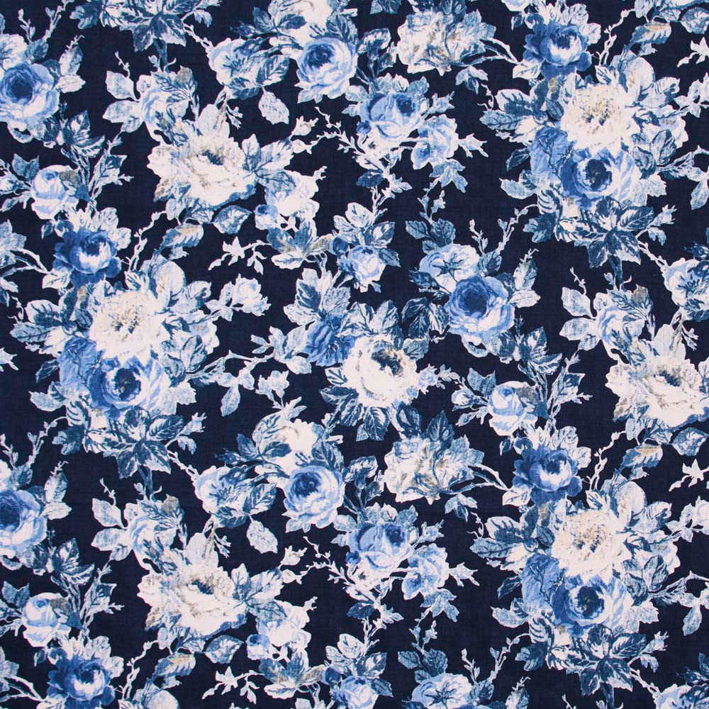 Anniversary Dance Indigo by Carole Designer Fabric Red Sea 80% Cotton, 20% Linen China 51,000 Wyzenbeek Double Rubs Horizontal: 27 and Vertical: 25.25 54 - Swanky Fabrics -